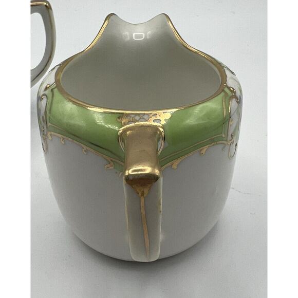 Teapot Nippon Square Plate Gold Trim Handles Rose Design Porcelain Hand Painted - Picture 5 of 12